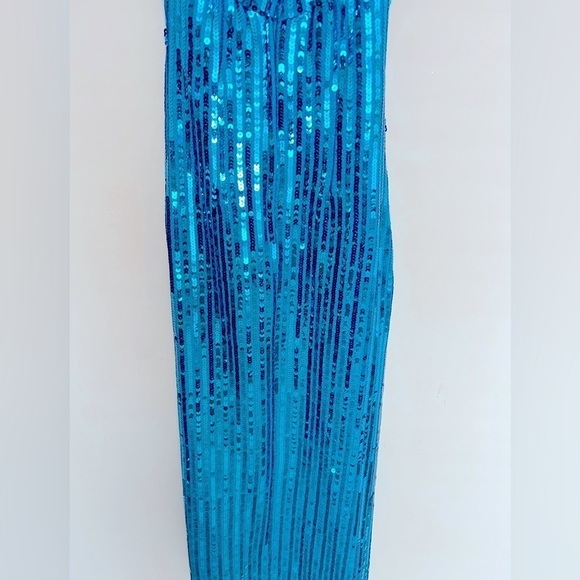 Alyce turquoise sequin prom gown size 6 - Picture 3 of 5